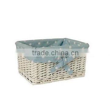 Empty White Wicker Gift Storage Basket Wicker Basket for Home Kitchen Storage photo-4