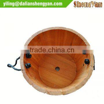 Round Wooden Planter/Wood Barrel Planter photo-3