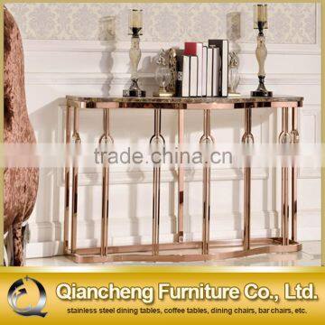 891# marble top metal frame modern console table