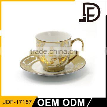 2017 Hot-sale Ceramic Bone China Daily Use Gold Print Turkish Tea Cup and Saucer Wholesale ,China Supplier photo-3