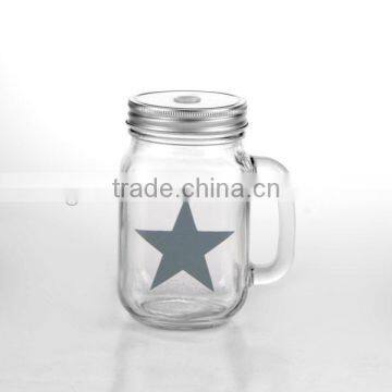 15oz Pentacle Decal Glass Mason Jar With Handle photo-2