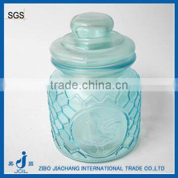 turquoise glass oul food grade container with glass seal lid