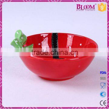 Hand-painted Red Ceramic Christmas Round Candy Bowl photo-4