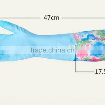 PVC Household Gloves/PVC Waterproof Gloves With Cuff and Fleece for Washing the Dishes and Clothes photo-2