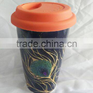 Factory Direct Ceramic Porcelain Double Wall Mug With Silicone Lid for Wholesale photo-4