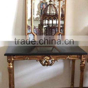 Square Marble Top Handmade Baroque Corner Console Table photo-3