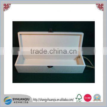 Single Wine Bottle Unfinished Plain Natural Hinged Wood Box With Swing Arm Latch photo-3
