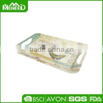 Promotion Snowflake & Tree Printed X'mas Banquet Serving Trays, Anti-slip Christams Party Melamine Plastic Food Tray With Handle photo-6