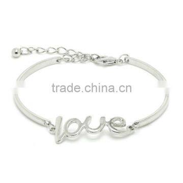 Gold Love Letter Bangle Custom Logo Phrase Message Bangle