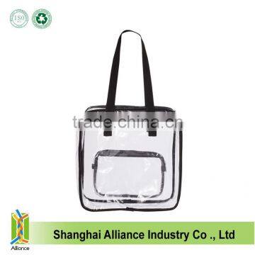 Clear Oversized Tote PVC Vinyl Plastic Large Shopper Shoulder Bag Transparent With Front Clear Zipper Pocket photo-3