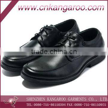 Black Cowhide Leather Officer Business Men Shoes photo-6