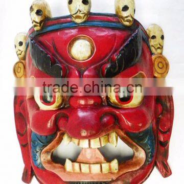 Hand Crafted Wooden Mask of Bhairab Mahakal Wall Hanging Made In Nepal