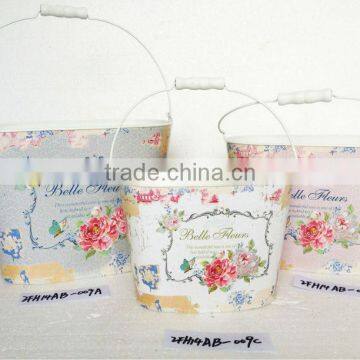 Handmade Decal Metal Flower Bucket