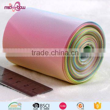 Custom Wholesale 3 Inch 75mm Printed Striped Rainbow Grosgrain Ribbon photo-4