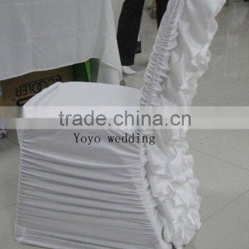 Ruffle Spandex Chair Cover With Satin Flower photo-3