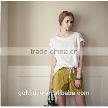 100% Cotton Blouses Designs Fat Ladies Big Size Womens Top Blank T-shirt Printing Blouses for Women photo-3