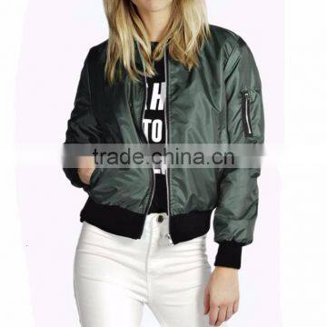 Guangzhou clothing ladies top latest design satin bomber jacket