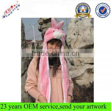 Long eared animal hat in stock faux fur cheap long animal scarf hats