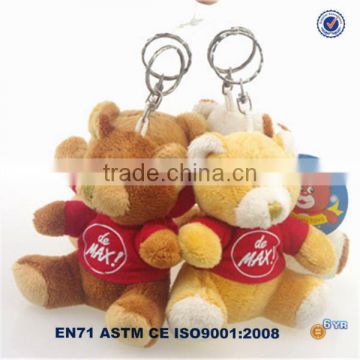 New design high quality plush teddy bear keychain with printing T-shirt