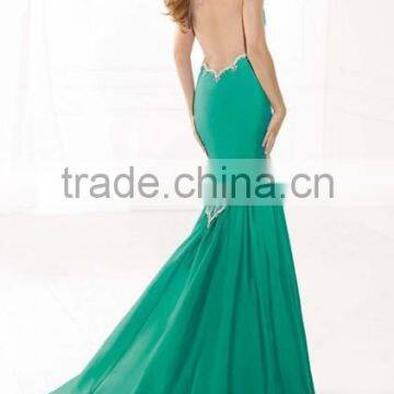 Green Satin Beaded Sweetheart Neckline Sample Design Short Sleeve Dress photo-2