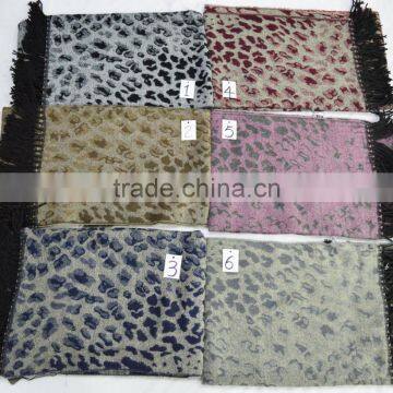 Fashion Large Latest Jacquard Wool Leopard 100%viscose Winter Shawl photo-6