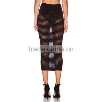 MGOO New Brand Design Women Sexy Transparent Skirts Black Mesh Midi Long Special Skirts 15146A926 photo-3