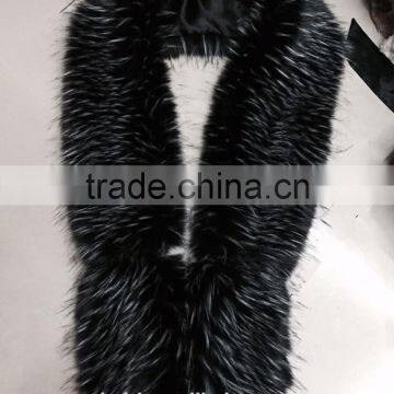 Large Size Fox Fur Collar With Tail for Lady Overcoat Winter Faux Raccoon Fur Scrafs 160cm photo-5
