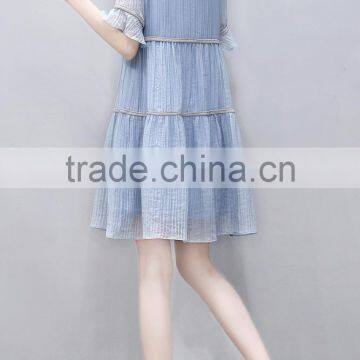 Z&M Women's 2017 Blue Lace Dress Night Wearing Dress Ladies Wear Dress photo-2