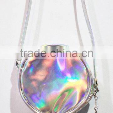 High quality holographic silver round Pouch Bag