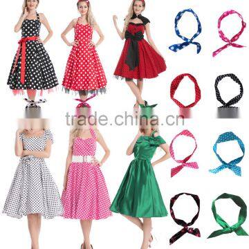 NEW bestdress Vintage 50s Halter Neck Dress Polka dots Swing Jive Dress Rockabilly Retro PinUp Dress uk8-24