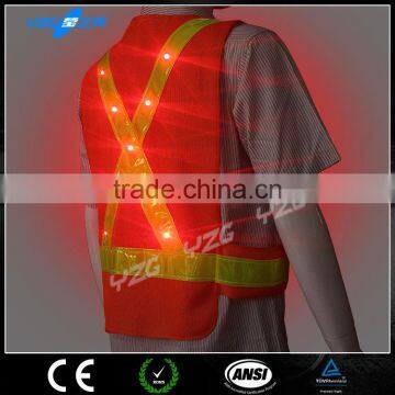 High Reflective Orange Mesh Flashing Led Safety Vest photo-2