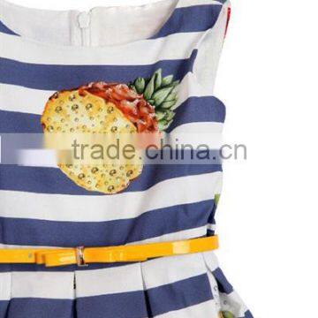 2017 Latest Design Silk Skirt Children Model Print With Fruits Skirt