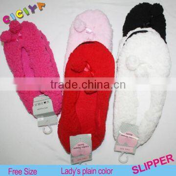 Indoor lovely warm cherry ball design solid winter home slippers in slippers