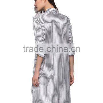 Ladies Dressy Long Sleeve Turndown Collar Stripe Longling Blouse/shirt photo-2