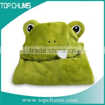 Wholesale customized Animal shape solid color children baby hood fleece blanket poncho