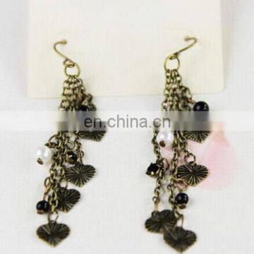 New Arrival Fashion Vintage Rhinestone Heart Chain Tassel Women's Earring