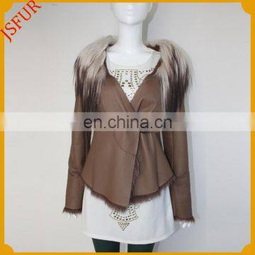 New fashion design warm colthes sheepskin leather jacket with real sheepskin leather