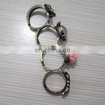 Luxuries Wedding Copper Palm Rings Rose Gold Plated CZ Zircon Ring Girls Lovers Prong Setting Rhinestones Four Fingers photo-6