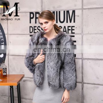 High Quality Overcoat Ladies Clothing Women Luxury Silver Fox Fur Jacket