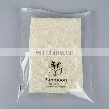 factory manufacture customized logo printing transparent PE clothes packaging bag with slide zipper