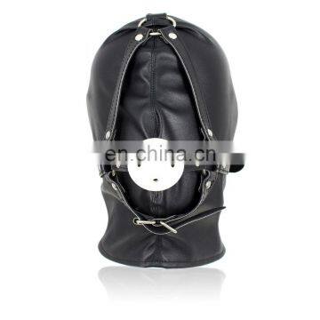 Sex Bondage Hood, Full Head PU Leather Mask With Ball Gag Sexy Adult Novelty Product photo-5