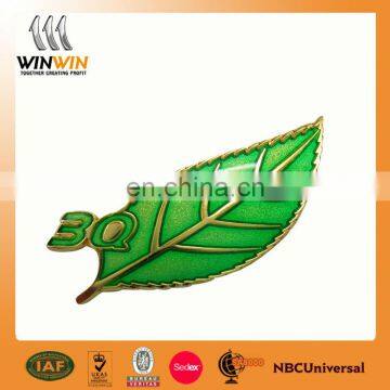 leaf shape enamel metal badge