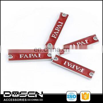 Red Silver Color Enamel Small Metal Logo Badges 3D Metallic Label Metal Brand Logo Plates for Handbag Leather Bracelet Suitcase