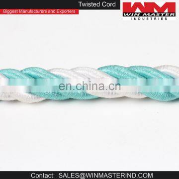 sky blue white twisted rope silk cord