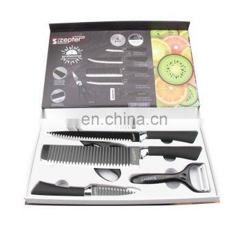 5pcs Multi function S/S non stick coating knives set with gift box