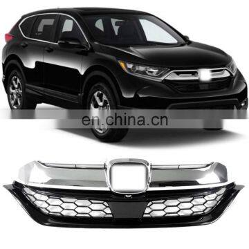 Front Upper Bumper Grill Grille Trim 2017 2018 Black Chrome For Honda CRV CR-V