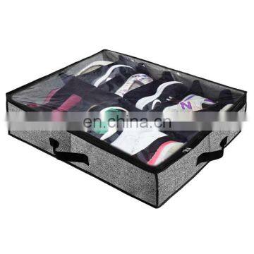 High Quality Clear Shoes Container Storage Cells with Adjustable Dividers Foldable Underbed Organizer Shoes Storage Boxes