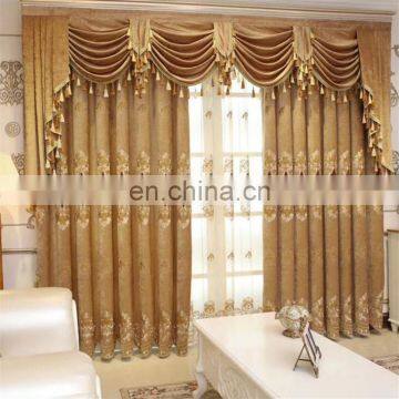 Latest Curtain Fashion Designs Luxury Curtains With Valance, European Embroidery Chenille Curtain Fabrics for Living Room