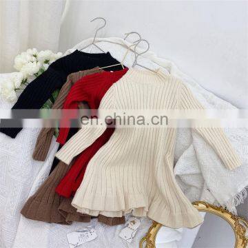 2020 autumn and winter new girls long-sleeved pure color Korean style knitted bottoming shirt mid-length Korean version inner