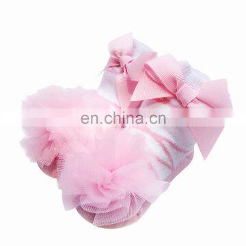 Ballet shape baby socks net yarn ball bow girls socks European and American cute princess INS lace children's socks